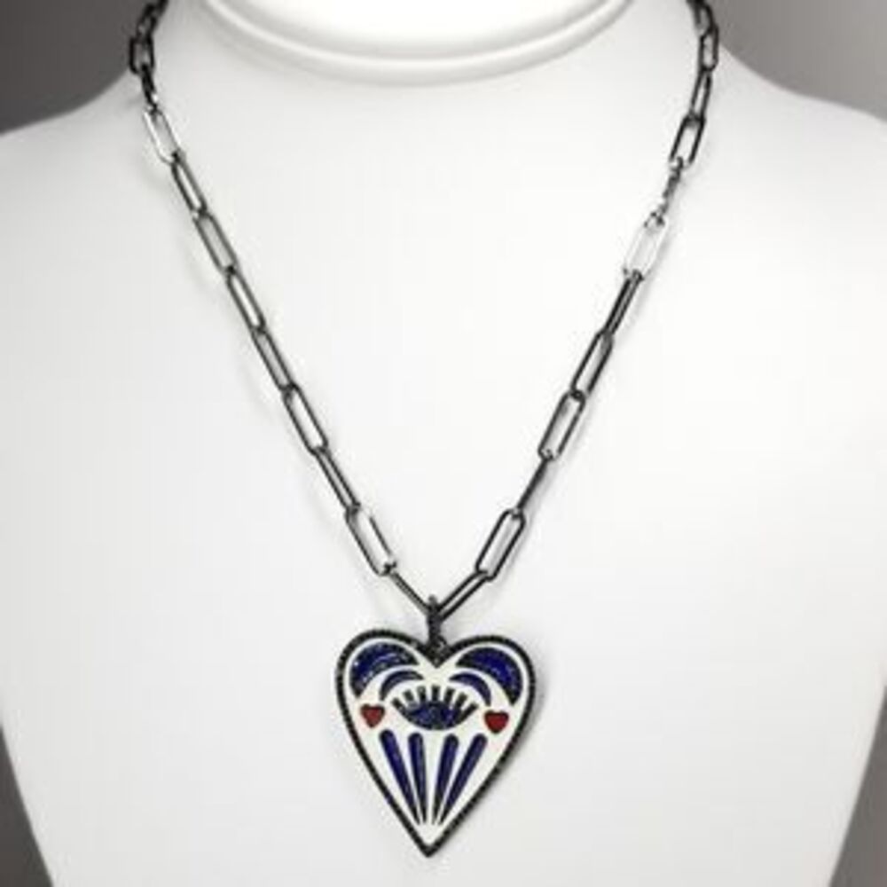 NWT Enamel Evil Eye Heart Pave CZ Pendant Charm
